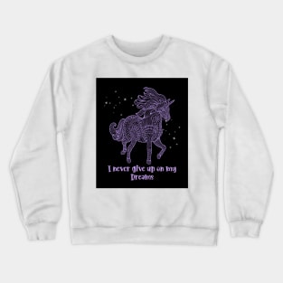 I Never Give Up On My Dreams Beautiful Purple Geometrical Unicorn With Sparkle Crewneck Sweatshirt